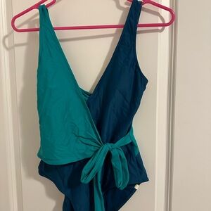 Chic Two-Tone Wrap Swimsuit